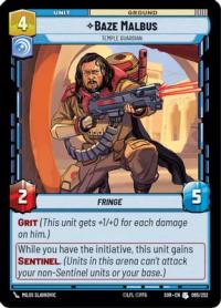 star wars unlimited spark of rebellion baze malbus temple guardian foil