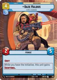 star wars unlimited spark of rebellion baze malbus temple guardian hyperspace foil