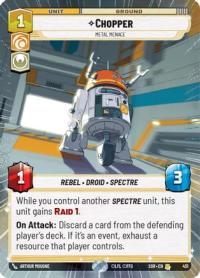 star wars unlimited spark of rebellion chopper metal menace hyperspace foil