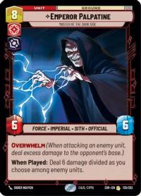 star wars unlimited spark of rebellion emperor palpatine master of the dark side