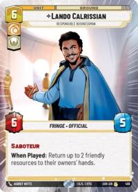 star wars unlimited spark of rebellion lando calrissian responsible businessman hyperspace