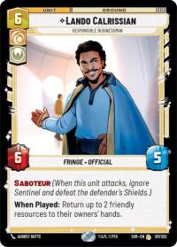 star wars unlimited spark of rebellion lando calrissian responsible businessman