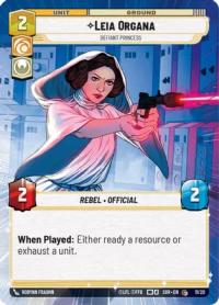 star wars unlimited spark of rebellion leia organa defiant princess weekly play promos