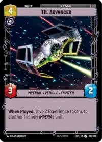 star wars unlimited spark of rebellion tie advanced foil