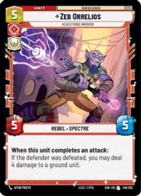 star wars unlimited spark of rebellion zeb orrelios headstrong warrior foil