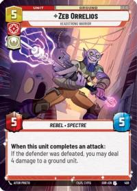 star wars unlimited spark of rebellion zeb orrelios headstrong warrior hyperspace foil