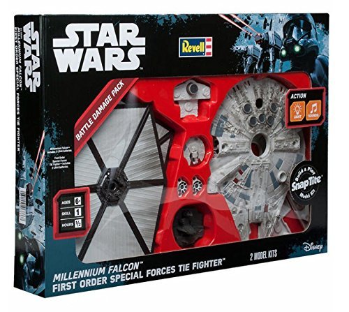 Star Wars Battle Pack Model Kit 15 piece First Order Special Forces TIE Fighter + Millennium Falcon